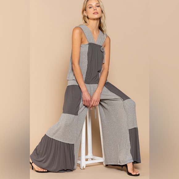 POL Gray Ribbed Knit Wide Leg Lounge Pants | Flowy Relaxed Fit - Picture 8 of 8